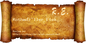Rothmüller Elek névjegykártya